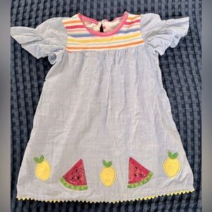 Mud Pie watermelon lemon denim summer dress, size 4t